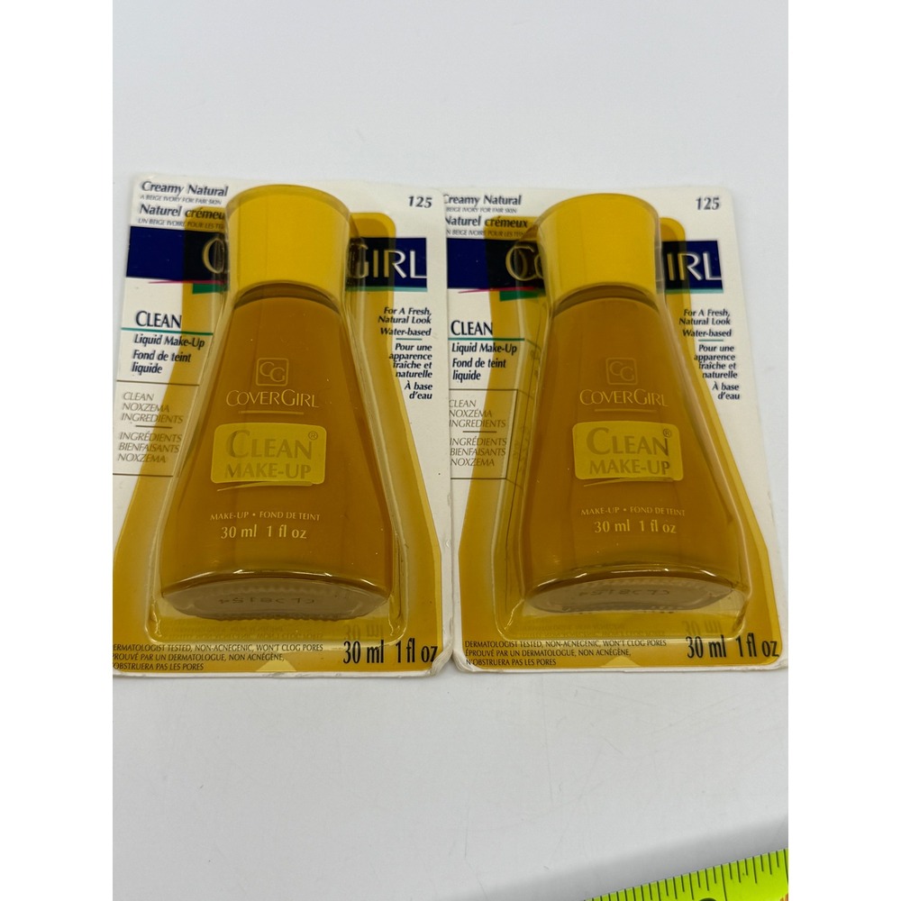 CoverGirl Clean Liquid Make-Up 125 Creamy Natural Water-Based Lot of 2 Vintage
